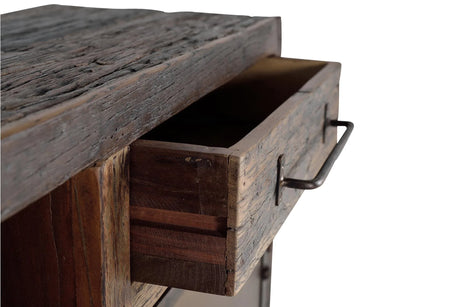 Giner and Colomer - Recovered Railway Sleeper Wood Sideboard With 3 Drawers & 2 Metal Doors