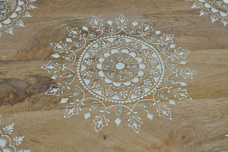 Giner and Colomer - Mango Wood Telephone Cabinet With 1 Drawer, 2 Doors & Hand-Painted Details