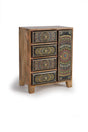 Giner and Colomer - Mango Wood Telephone Cabinet With 4 Drawers, 1 Door & Hand-Painted Details