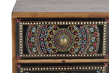 Giner and Colomer - Mango Wood Telephone Cabinet With 4 Drawers, 1 Door & Hand-Painted Details