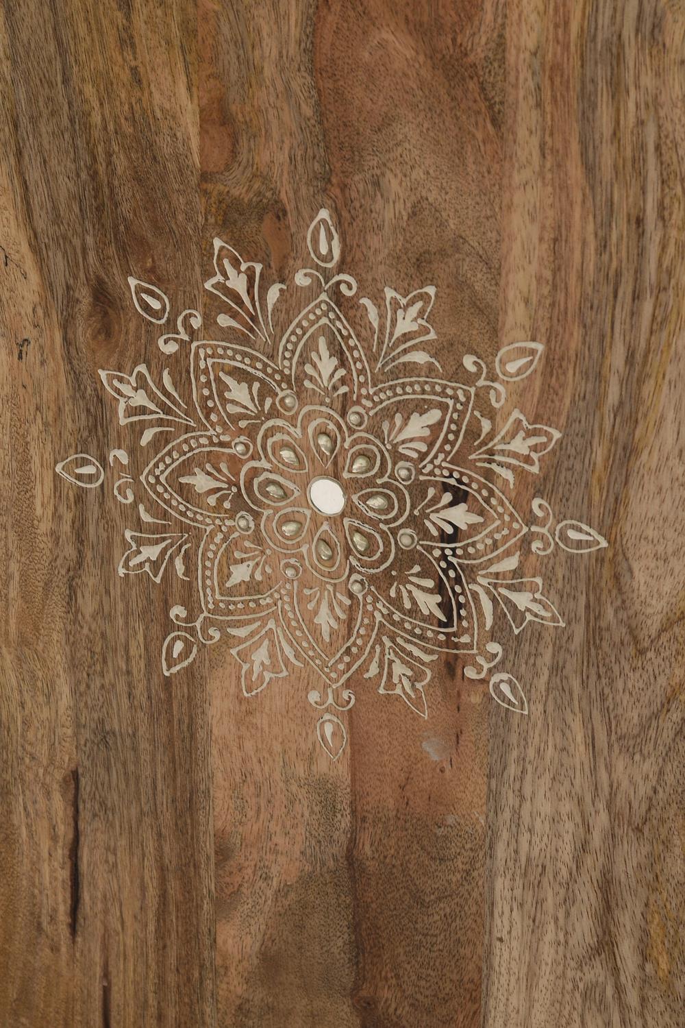 Giner and Colomer - Mango Wood Telephone Cabinet With 4 Drawers, 1 Door & Hand-Painted Details