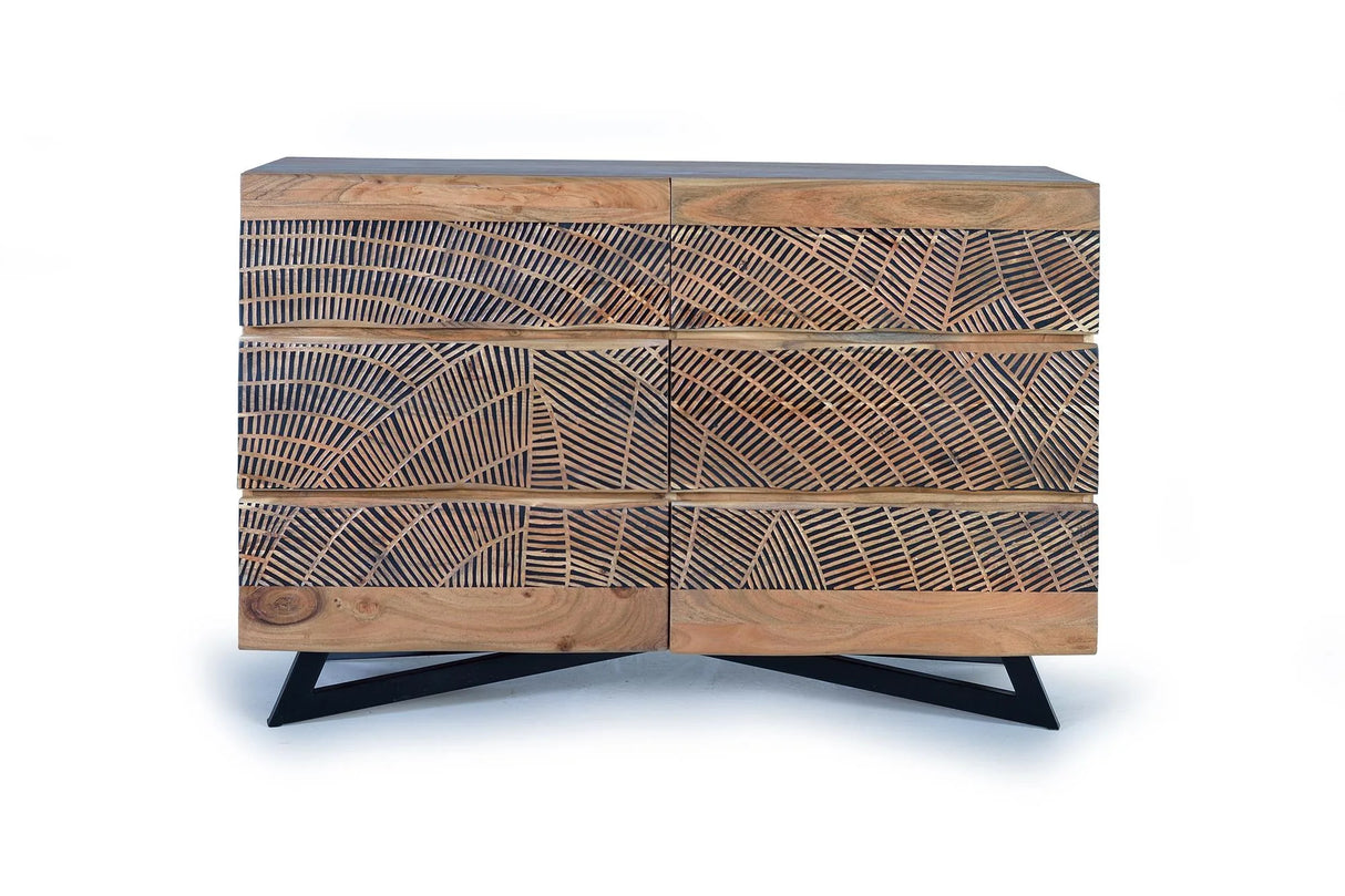 Giner and Colomer - 6-Drawer Acacia Wood Chest With Metal Legs