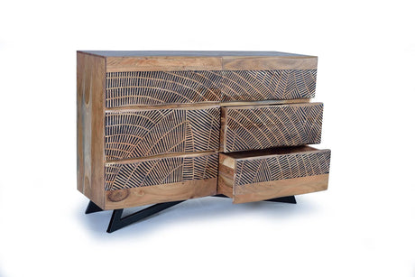 Giner and Colomer - 6-Drawer Acacia Wood Chest With Metal Legs