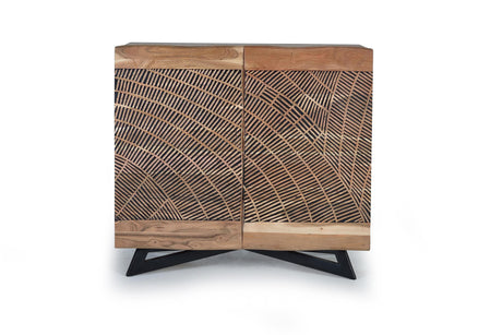Giner and Colomer - 2-Door Acacia Wood Sideboard With Metal Legs