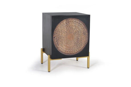 Giner and Colomer - Mango Wood Side Table With Door & Metal Legs