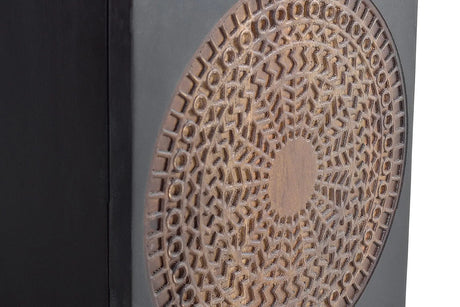 Giner and Colomer - Mango Wood Side Table With Door & Metal Legs