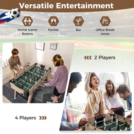1.2m Foosball Table with 2 Bead Style Scorers and Adjustable Leg Levelers-Natural