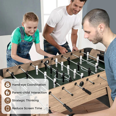 1.2m Foosball Table with 2 Bead Style Scorers and Adjustable Leg Levelers-Natural