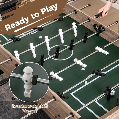 1.2m Foosball Table with 2 Bead Style Scorers and Adjustable Leg Levelers-Natural