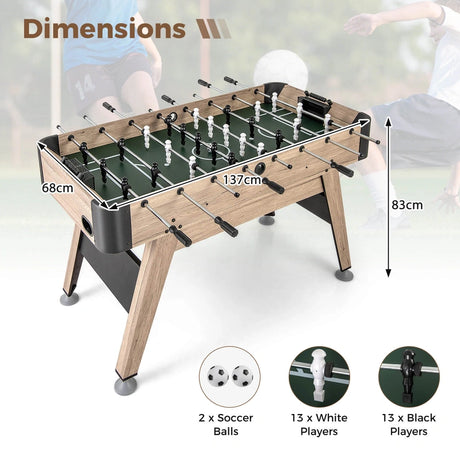 1.2m Foosball Table with 2 Bead Style Scorers and Adjustable Leg Levelers-Natural