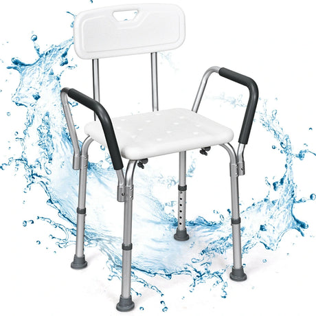 6 Adjustable Height Safety Bathtub Shower Chair with 330lbs Large Weight Capacity