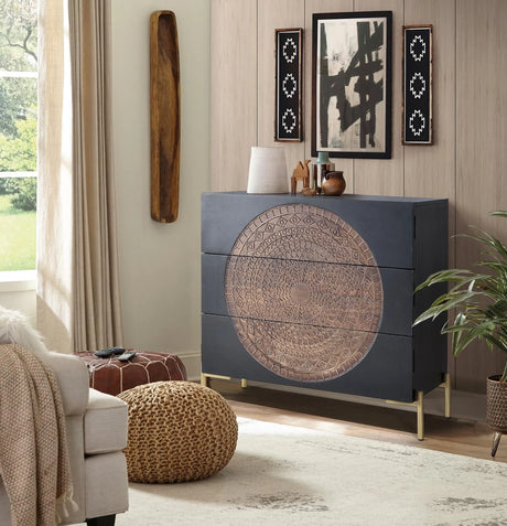 Giner and Colomer - 3-Drawer Mango Wood Chest With Metal Base