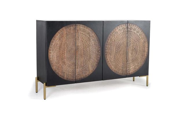 Giner and Colomer - 4-Door Mango Wood Sideboard With Metal Base