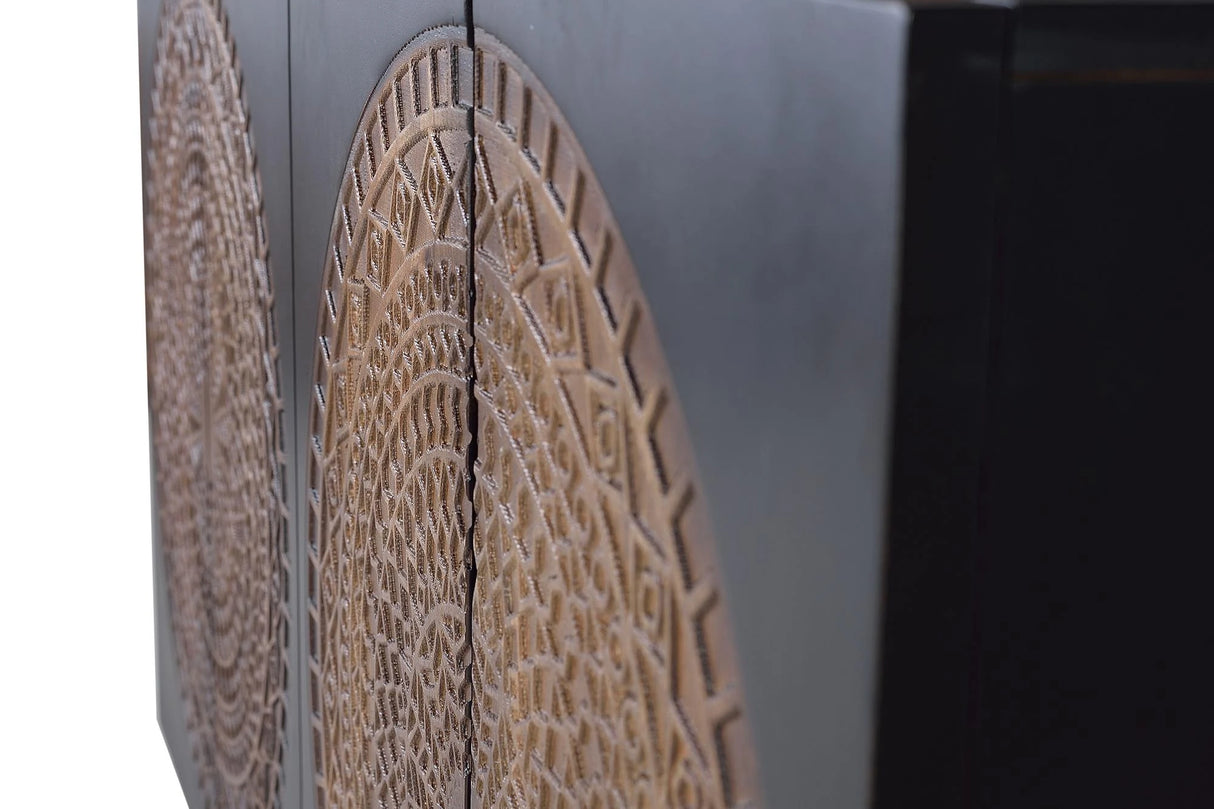 Giner and Colomer - 4-Door Mango Wood Sideboard With Metal Base