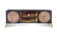 Giner and Colomer - 2-Door Mango Wood TV Cabinet With Metal Base