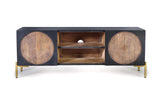 Giner and Colomer - 2-Door Mango Wood TV Cabinet With Metal Base