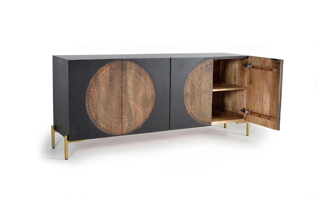 Giner and Colomer - 4-Door Mango Wood Sideboard With Metal Legs