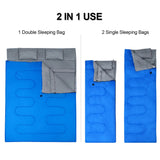 2 Person Waterproof Sleeping Bag with 2 Pillows-Blue