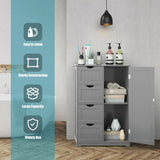 Bathroom cabinet with 4 drawers &amp; 1 magnetic door lock bathroom cabinet gray