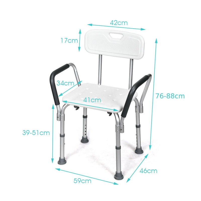 6 Adjustable Height Safety Bathtub Shower Chair with 330lbs Large Weight Capacity