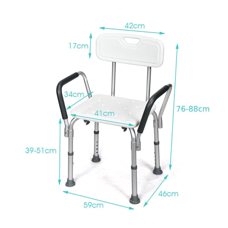 6 Adjustable Height Safety Bathtub Shower Chair with 330lbs Large Weight Capacity