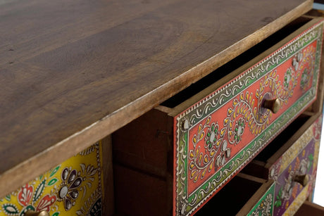 Giner and Colomer - 7-Drawer, 2-Door Mango Wood Chest With Hand-Painted Finish