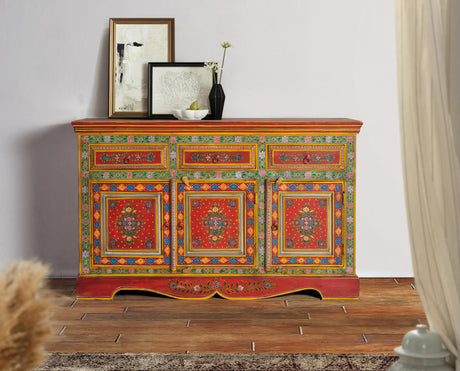 Giner and Colomer - Hand-Painted Mango & MDF Sideboard (3 Drawers, 3 Doors)