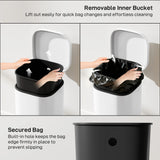 HOMCOM 30L Kitchen Bin, Compact Pedal Bin with Soft-Close and Stay-Open Lid, Removable Bucket for Kitchen, Home, Office, White