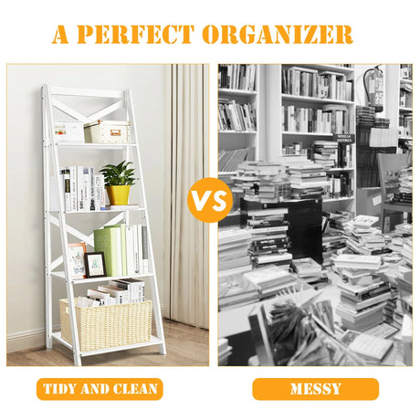 Modern 4-Tier Ladder with Storage Shelf for Home and Office