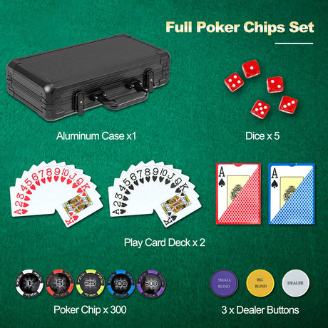 14 Gram Texas Holdem Poker Chip Set 300 Pieces Claytec Chips
