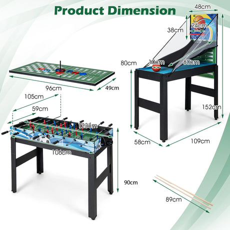 14-in-1 Combo Game Table Set Multi Game Table with Foosball