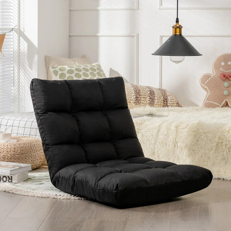 14-Position Adjustable Folding Lazy Gaming Sofa-Black