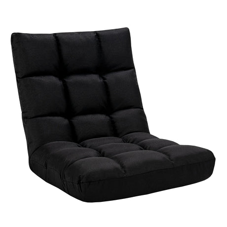 14-Position Adjustable Folding Lazy Gaming Sofa-Black