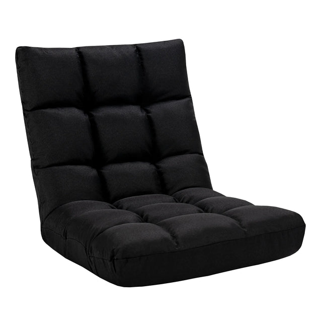 14-Position Adjustable Folding Lazy Gaming Sofa-Black