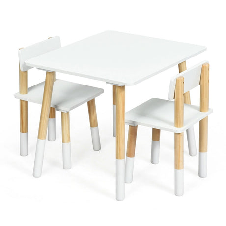 Kids Table and 2 Chairs Set with Pine Wood Legs for Playing & Learning & Eating