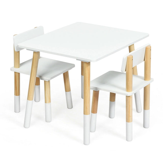 Kids Table and 2 Chairs Set with Pine Wood Legs for Playing & Learning & Eating