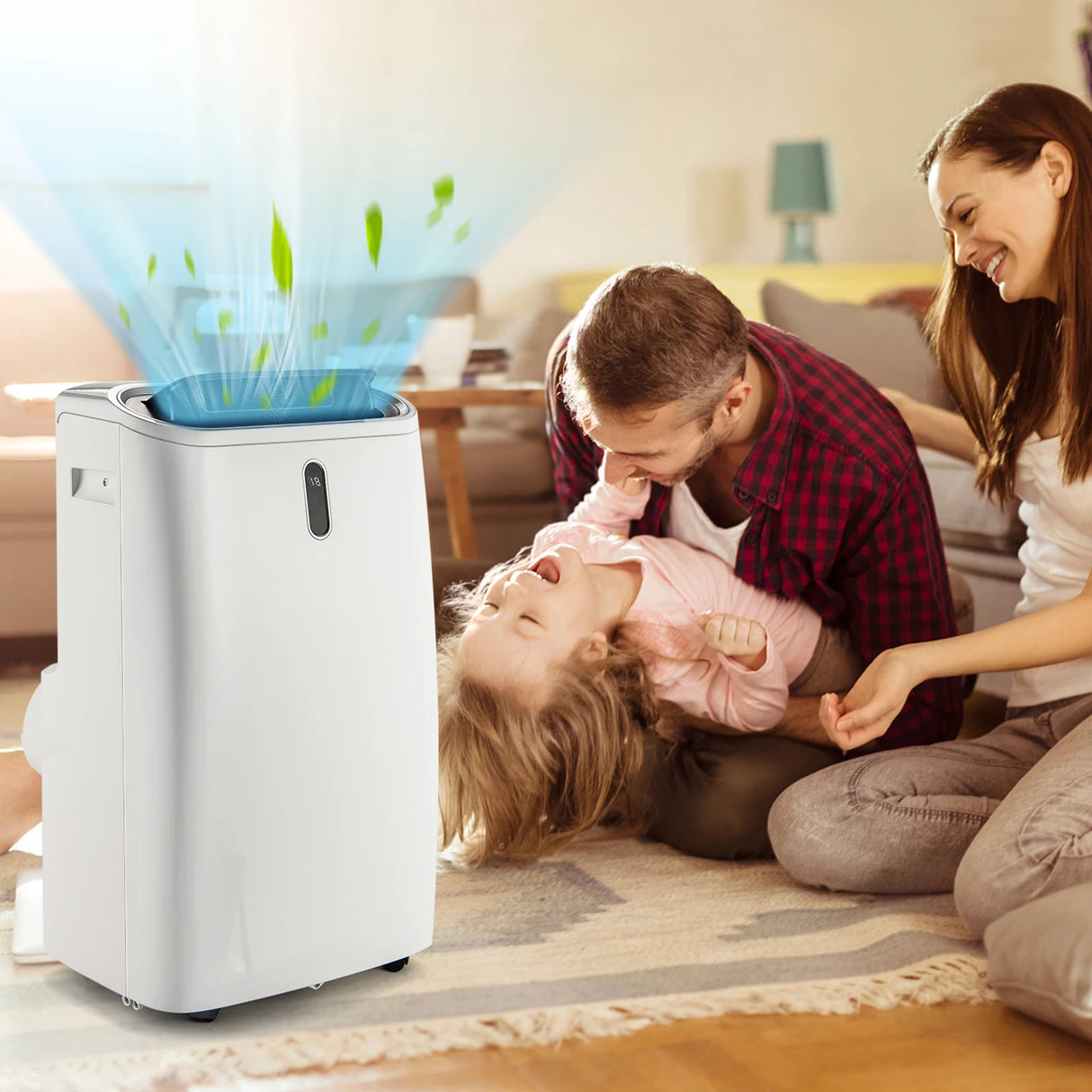 14000 BTU 4-in-1 Portable Air Conditioner with Remote Control and Sleep Mode-White