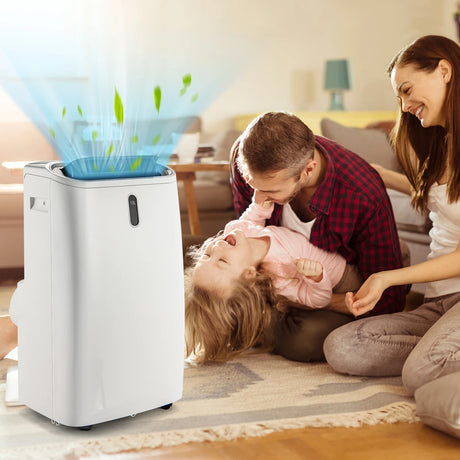 14000 BTU 4-in-1 Portable Air Conditioner with Remote Control and Sleep Mode-White