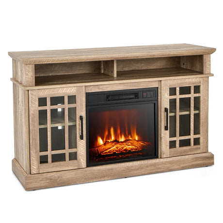 1400W Electric Fireplace with Mantel for TVs up to 55 Inches-Natural