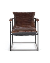Giner and Colomer - Brown Leather Armchair With Metal Frame