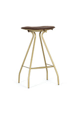 Giner and Colomer - Brown Leather Stool With Metal Frame (Seat Height: 80 cm)