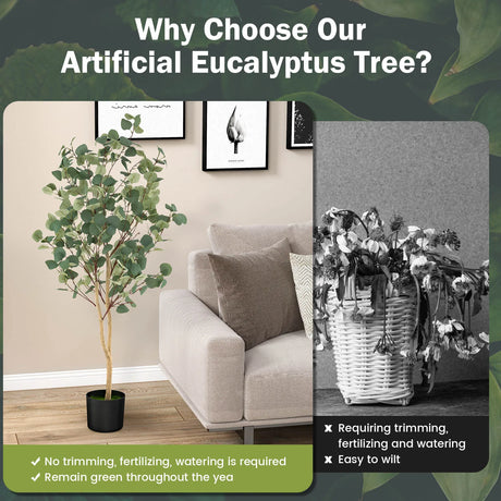 140 cm Artificial Eucalyptus Tree with Adjustable Branches