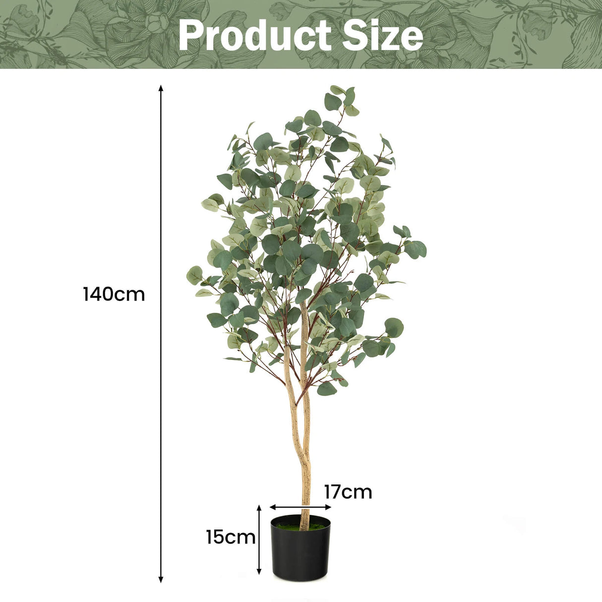 140 cm Artificial Eucalyptus Tree with Adjustable Branches