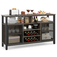 55-Inch Buffet Sideboard with 8-Bottle Wine Racks and Wine Glass Holders-Gray