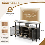 55-Inch Buffet Sideboard with 8-Bottle Wine Racks and Wine Glass Holders-Gray