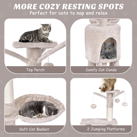 56 Inch Condo Scratching Posts Ladder Cat Play Tree