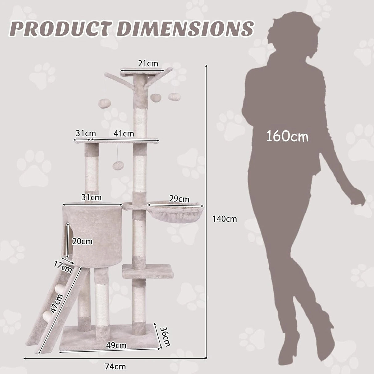 56 Inch Condo Scratching Posts Ladder Cat Play Tree