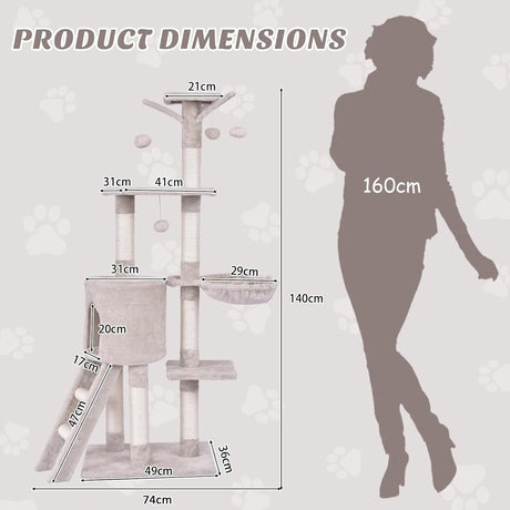 56 Inch Condo Scratching Posts Ladder Cat Play Tree