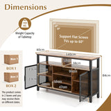 55-Inch Buffet Sideboard with 8-Bottle Wine Racks and Wine Glass Holders-Rustic Brown