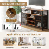 55-Inch Buffet Sideboard with 8-Bottle Wine Racks and Wine Glass Holders-Rustic Brown